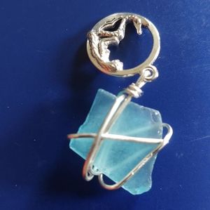 Sea glass wrap pendant or Earrings